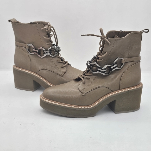 Vince Camuto Keltana Leather Combat Boots Brown Size 9 - Picture 3 of 11
